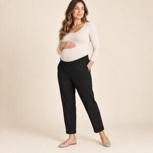 HATCH Maternity Pants Black Cuffed Slim Ankle Elastic Waist Stretch sz 2=M